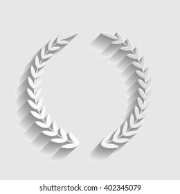 Laurel Wreath sign. Paper style icon with shadow on gray. Laurel Wreath vector illustration. Laurel Wreath icon.