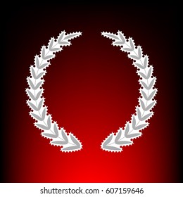 Laurel Wreath sign. Postage stamp or old photo style on red-black gradient background.