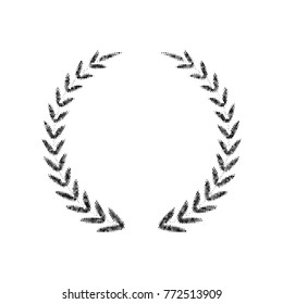 Laurel Wreath sign. Vector. Black icon from many ovelapping circles with random opacity on white background. Noisy. Isolated.