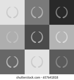 Laurel Wreath sign. Vector. Grayscale version of Popart-style icon.