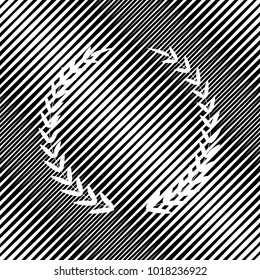 Laurel Wreath sign. Vector. Icon. Hole in moire background.