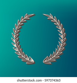 Laurel Wreath sign. Vector. Icon printed at 3d on sea color background.