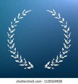 Laurel Wreath sign. Vector. White textured icon at lapis lazuli gradient background.