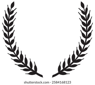 Laurel Wreath Silhouette - Black Vector Symbol of Victory Vector Design.