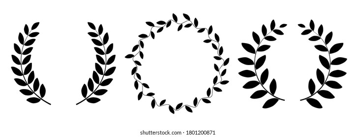 Laurel wreath silhouette collection set isolated on white background. Vector Illustration EPS10