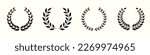 Laurel Wreath Silhouette Icon Set. Circle Leaf Award for Winner Glyph Pictogram. Victory and Prize Sign. Triumph Emblem. Vintage Olive Leaves Symbol. Champion