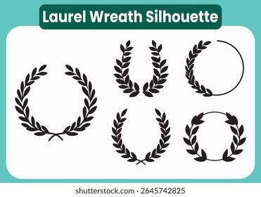 laurel wreath silhouette set, laurel wreath