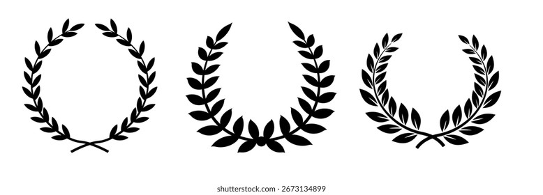 Laurel wreath silhouette set - vector illustration.