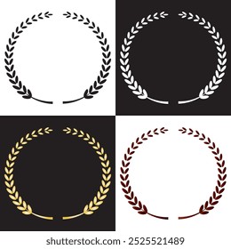Laurel wreath silhouette vector collection with white and black Background . Vector Illustration. EPS 10