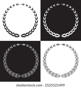 Laurel wreath silhouette vector collection with white and black Background . Vector Illustration. EPS 10