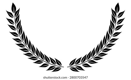 Laurel wreath silhouette vector icon representing victory, triumph, and honor
