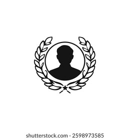 Laurel Wreath Silhouette Vector: Minimalist Black Design Representing Honor and Leadership