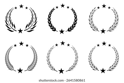 laurel wreath, silhouette, vintage, branch, heraldic, olive, crest, collection
