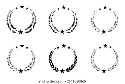 laurel wreath, silhouette, vintage, branch, heraldic, olive, crest, collection