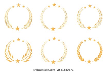 laurel wreath, silhouette, vintage, branch, heraldic, olive, crest, collection