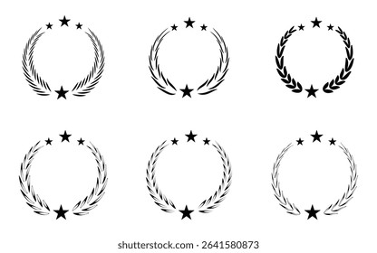 laurel wreath, silhouette, vintage, branch, heraldic, olive, crest, collection