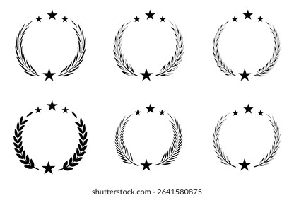 laurel wreath, silhouette, vintage, branch, heraldic, olive, crest, collection