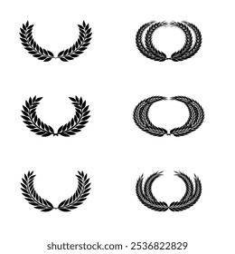 Laurel Wreath Silhouettes set vectors