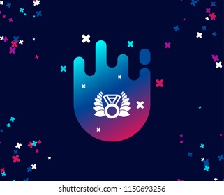 Laurel wreath simple icon. Winner medal symbol. Prize award sign. Cool banner with icon. Abstract shape with gradient. Vector