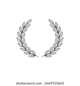 Icono de Vector de un solo contorno de corona de laurel	
