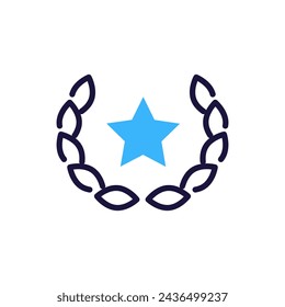 Laurel wreath with star icon, vector illustration symbol for victory, excellence, achievement recognition and quality certified products and services concepts
