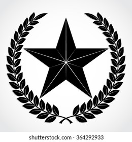 laurel wreath with star / silhouette vector illustration