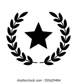 Laurel wreath with star - symbol of victory and glory flat vector icon for apps and websites