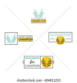 Laurel wreath, success icon, emblems, labels. Set of logos. Vector