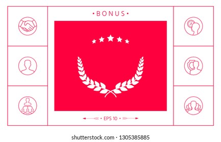 Laurel wreath symbol with stars. Graphic elements for your design