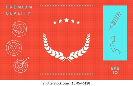 Laurel wreath symbol with stars. Graphic elements for your design