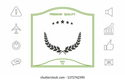 Laurel wreath symbol with stars. Graphic elements for your design