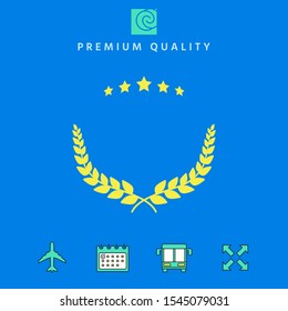 Laurel wreath symbol with stars. Graphic elements for your design