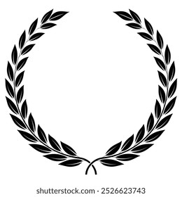 A laurel wreath - symbol of victory and achievement. Design element for construction of medals, awards, coat of arms or anniversary logo. Black silhouette on white background. Laurel wreath icon