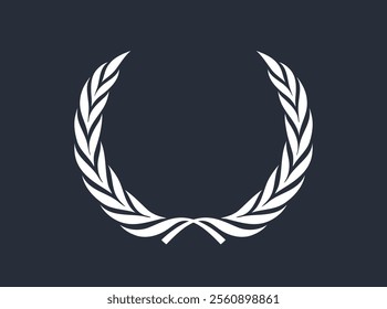 A laurel wreath - symbol of victory and achievement. Design element for construction of medals, awards, coat of arms or anniversary logo. silhouette Icon