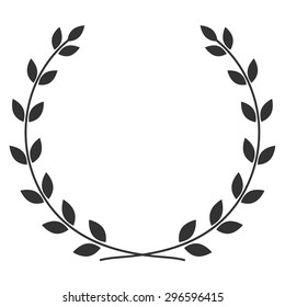 A laurel wreath - symbol of victory and achievement. Design element for construction of medals, awards, coat of arms or anniversary logo. Gray silhouette on white background. Laurel wreath icon
