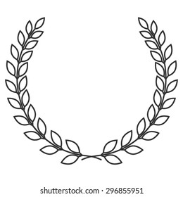 A laurel wreath - symbol of victory and achievement. Design element for construction of medals, awards, coat of arms or anniversary logo. Gray silhouette on white background. Laurel wreath icon