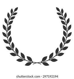 A laurel wreath - symbol of victory and achievement. Design element for construction of medals, awards, coat of arms or anniversary logo. Gray silhouette on white background. Laurel wreath icon