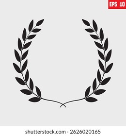 Laurel wreath symbol of victory and power flat vector icon for apps and websites, leaf floral luxury champion emblem icon