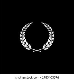 Laurel wreath, a Symbol of the winner. Wheat ears or rice Sign Silhouette for Logo, Apps, Website, Pictogram, Art Illustration or Graphic Design Element. Vector Illustration