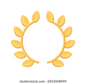 Laurel wreath. Trophy, award, champion concept. 3d vector icon. Cartoon minimal style.