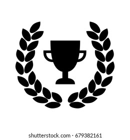 Laurel Wreath With Trophy Cup. Winner Vector Icon