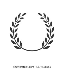 Laurel wreath vector award branch victory icon. Winner laurel wreath vintage leaf emblem.