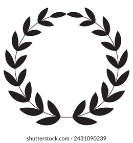 Laurel wreath vector in black on white background. Film festival award border.