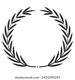 Laurel wreath vector in black on white background. Film festival award border.