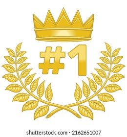 Laurel wreath vector design with royal crown, crowns to award winners