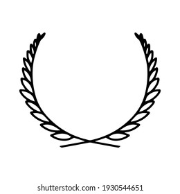 Laurel wreath. Vector hand drawn laurel wreath isolated on white background. Doodle style. Outline floral frame.