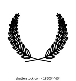 Laurel wreath. Vector hand drawn laurel wreath isolated on white background. Doodle style. Outline floral frame.