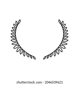 Laurel wreath. Vector hand drawn laurel wreath isolated on white background. Doodle style. Outline floral frame.
