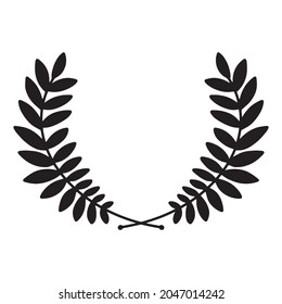 Laurel wreath. Vector hand drawn laurel wreath isolated on white background. Doodle style. Silhouette floral frame.