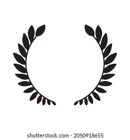 Laurel wreath. Vector hand drawn laurel wreath isolated on white background. Doodle style. Silhouette floral frame.